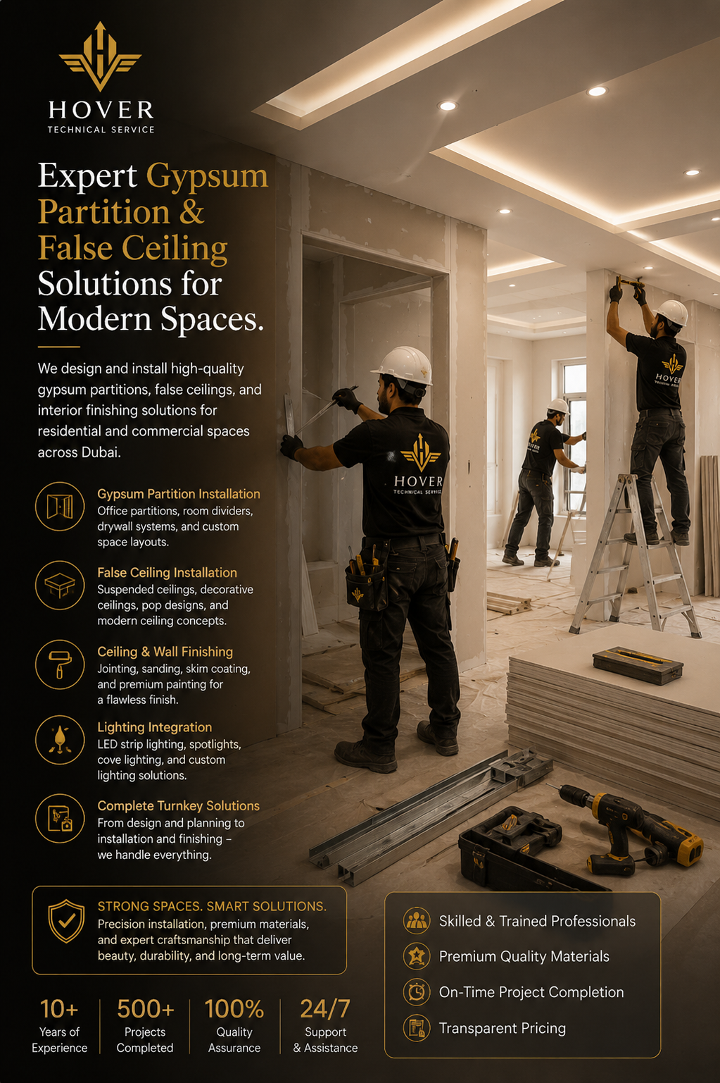 Gypsum Partition & False Ceiling Services in Dubai